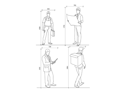 员工姿势 工作人员体态cad图库 