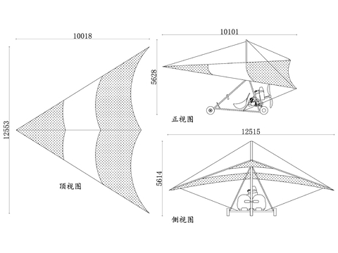  动力悬挂滑翔机cad图库 
