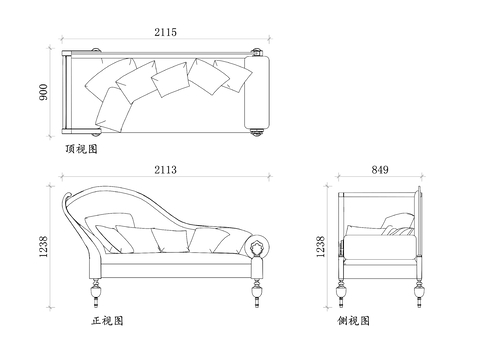  维多利亚式沙发cad图库 