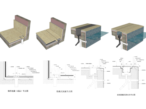  隐藏式地漏cad节点图 