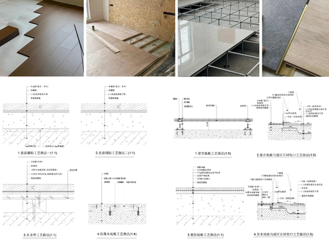  木地板静电地板cad节点图 