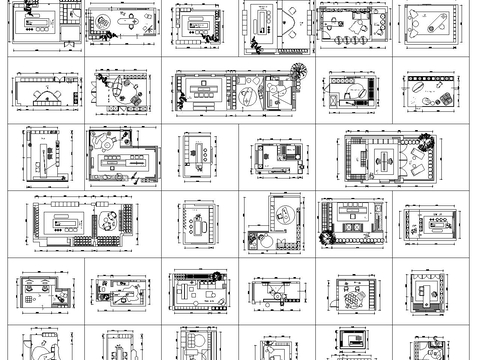  书房茶室CAD图块 
