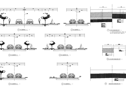  道路断面详图cad施工图 