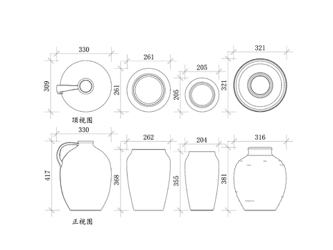  陶罐 陶瓷罐 泥罐cad图库 