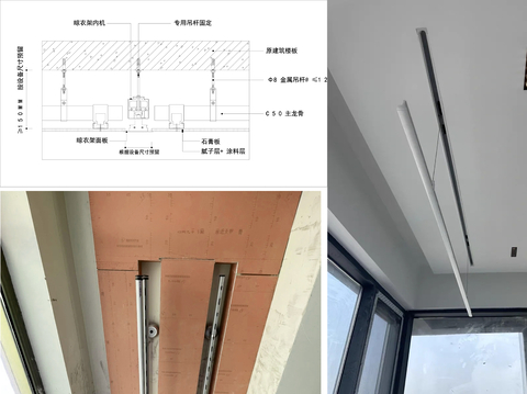 暗藏可升降晾衣架cad节点图 