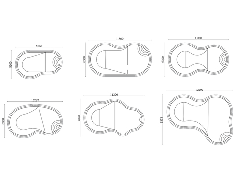  天然游泳池cad图库 