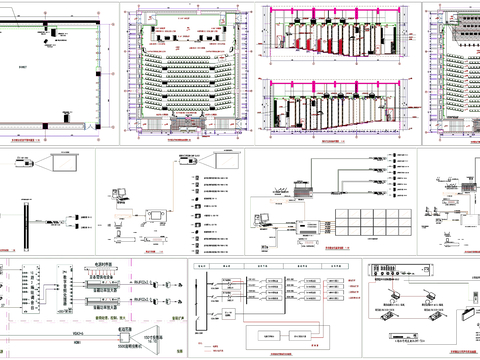  弱电系统图 系统图 会议系统图cad图库 