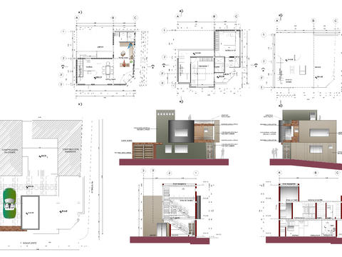  兩層小屋建筑cad平面圖 