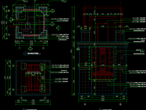  现代欧式岗亭保安亭节点大样详图 