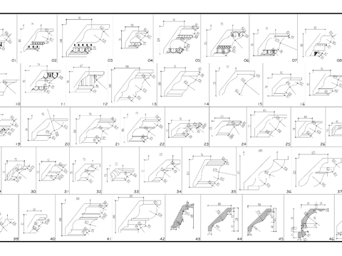 石膏线条 天花角线 装饰线条节点图cad施工图