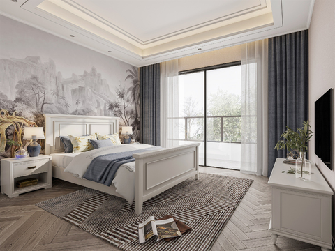  现代卧室效果图 