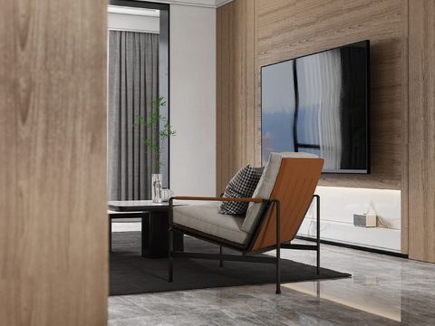  原木风平层效果图 