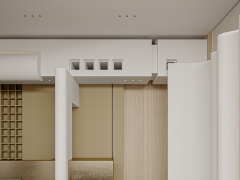  奶油风酒店民宿效果图 