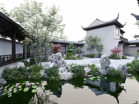  中式居住景观效果图 