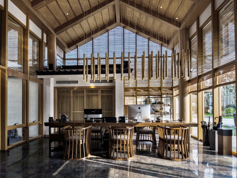  新中式酒店民宿效果图 