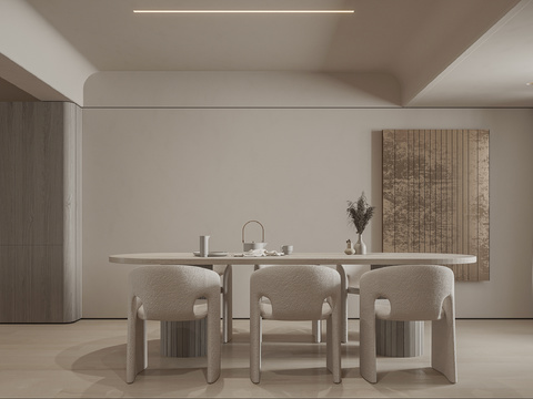  奶油风餐厅效果图 