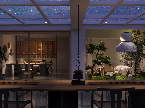  新中式客厅效果图 