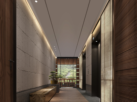  新中式酒店民宿效果图 