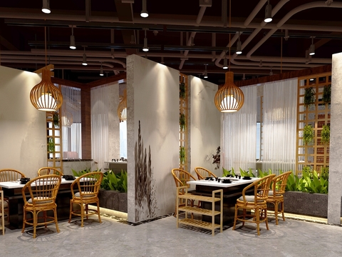  现代快餐店效果图 