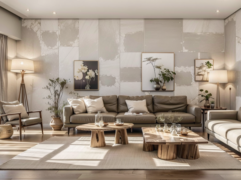  原木风客厅装修效果图 