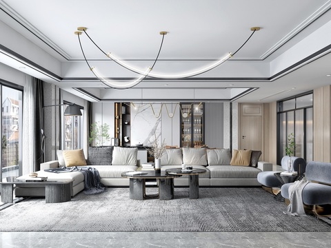  现代客厅效果图 