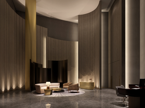  现代酒店民宿效果图 