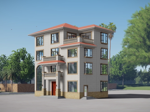  欧式居住建筑效果图 
