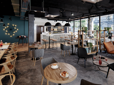  美式快餐店效果图 