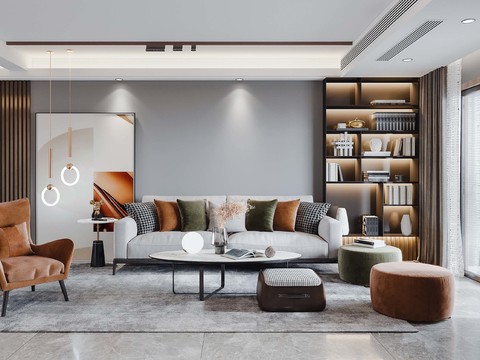  现代客厅效果图 