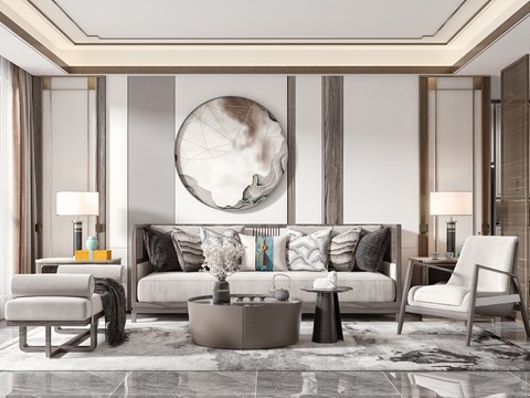  新中式客厅效果图 