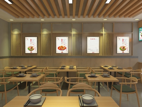  新中式快餐店效果图 