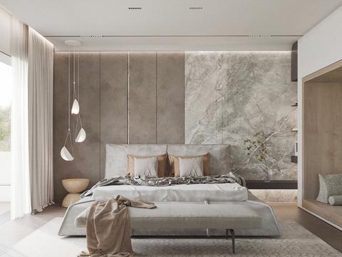  现代卧室效果图 