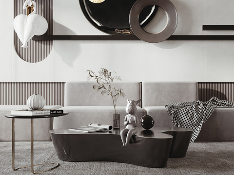  高级灰客厅效果图 