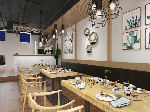  现代快餐店效果图 