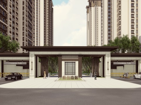  小区景观 住宅景观装修效果图 
