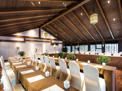  新中式酒店民宿效果图 