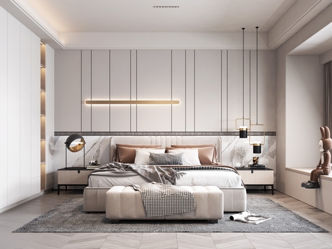  现代卧室效果图 
