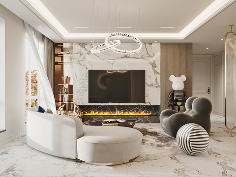  现代客厅效果图 