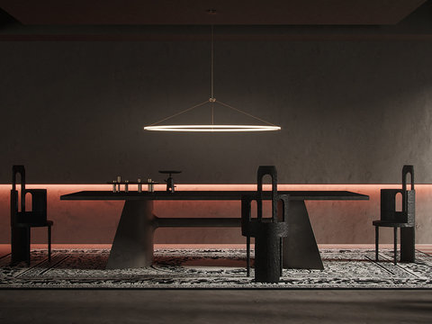  高级灰餐厅效果图 