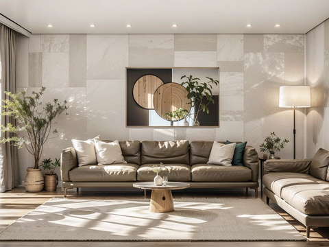  原木风客厅装修效果图 