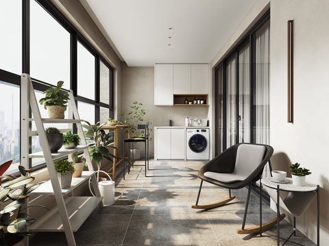  现代阳台花园效果图 