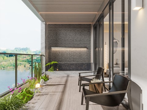  现代阳台花园效果图 