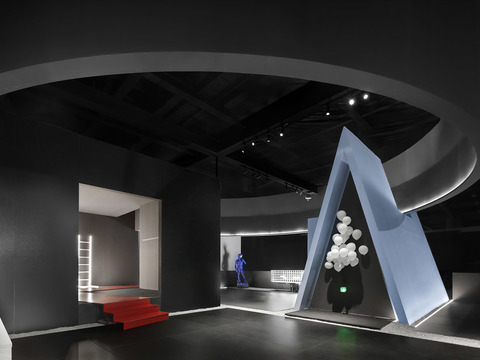 高级灰展览展厅效果图 