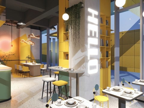  现代快餐店效果图 