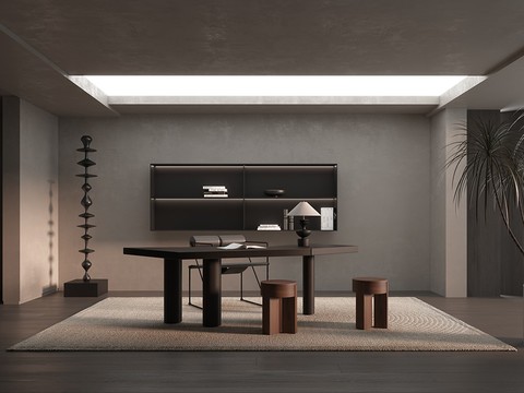  高级灰书房效果图 