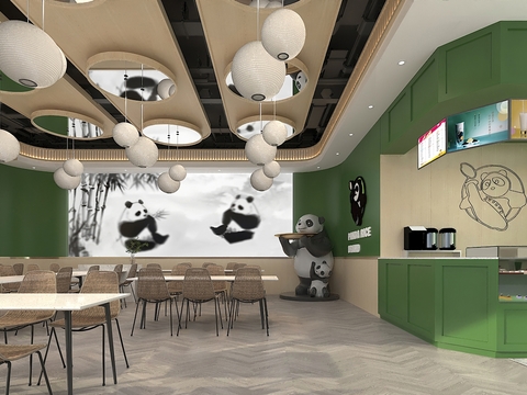  现代快餐店效果图 