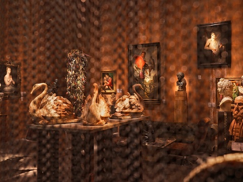  欧式展览展厅效果图 