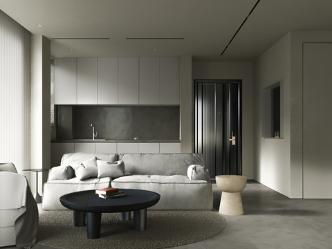  高级灰客厅效果图 