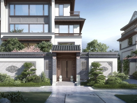  中式居住景观效果图 