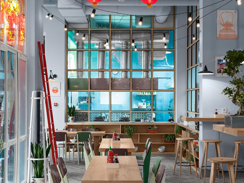  现代快餐店效果图 